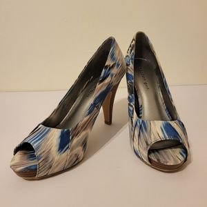 Madden Girl Kobo Open Toe High Heels Blue tie die